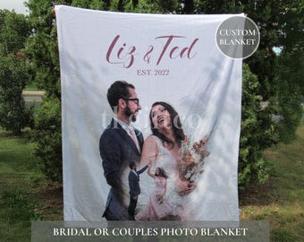 Personalized Wedding Photo Blanket, Couple Keepsake Gift