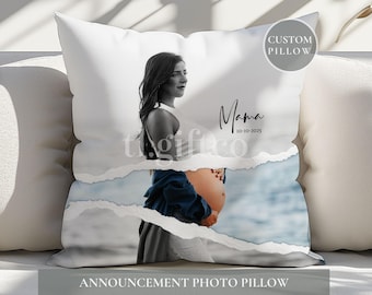Custom Photo Pregnancy Announcement Pillow, Keepsake Gift