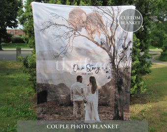 Personalized Couple Photo Blanket, Plush Keepsake Throw