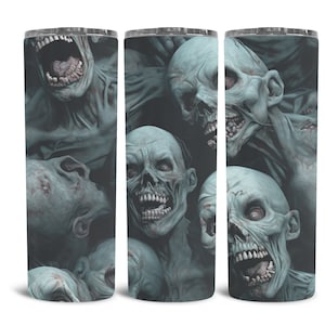Horrifying Dead Gnashing Teeth Stainless Steel Tumbler - Halloween Horror Love - Terrifying Ghoulish Scene - Dark Fantasy Macabre Art- Death