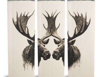 Mirrored Moose Portrait Sublimated onto 20oz Hot Cold Stainless Tumbler  Moose Lover Gift  Moose Craft Project  Moose Enthusiast Gift