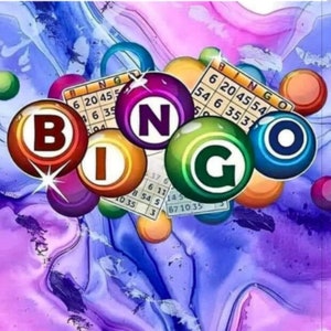 May include: A colorful illustration of the word "Bingo" with colorful balls and bingo cards. The balls are red, yellow, green, blue, and purple. The bingo cards have numbers on them.