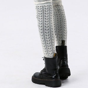 Color-blocked Pointelle open-knit top Over the knee socks, Knitted, Boot Socks, Gift for Her