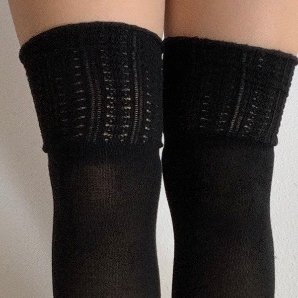 Pointelle Open-knit top Over the knee socks, Knitted, Boot Socks, Gift for Her