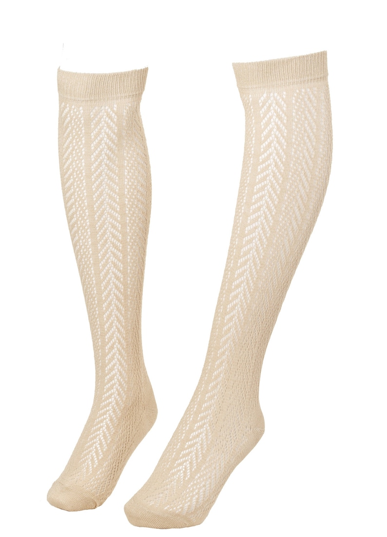 Herringbone Pointelle Knee High Socks Knitted Lurex Boot Etsy Australia
