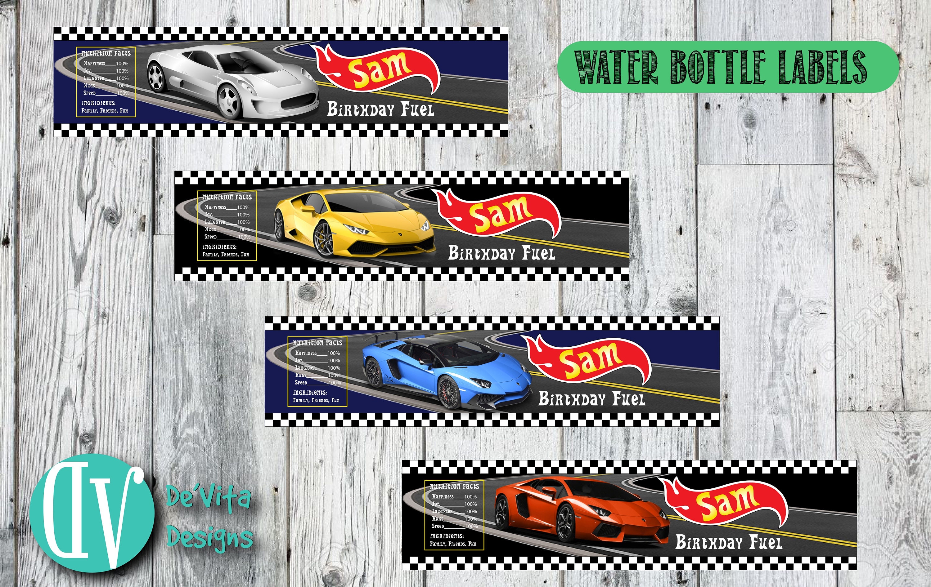 Personalized Bottle Labels Hot Wheels Bottle Label Water | Etsy