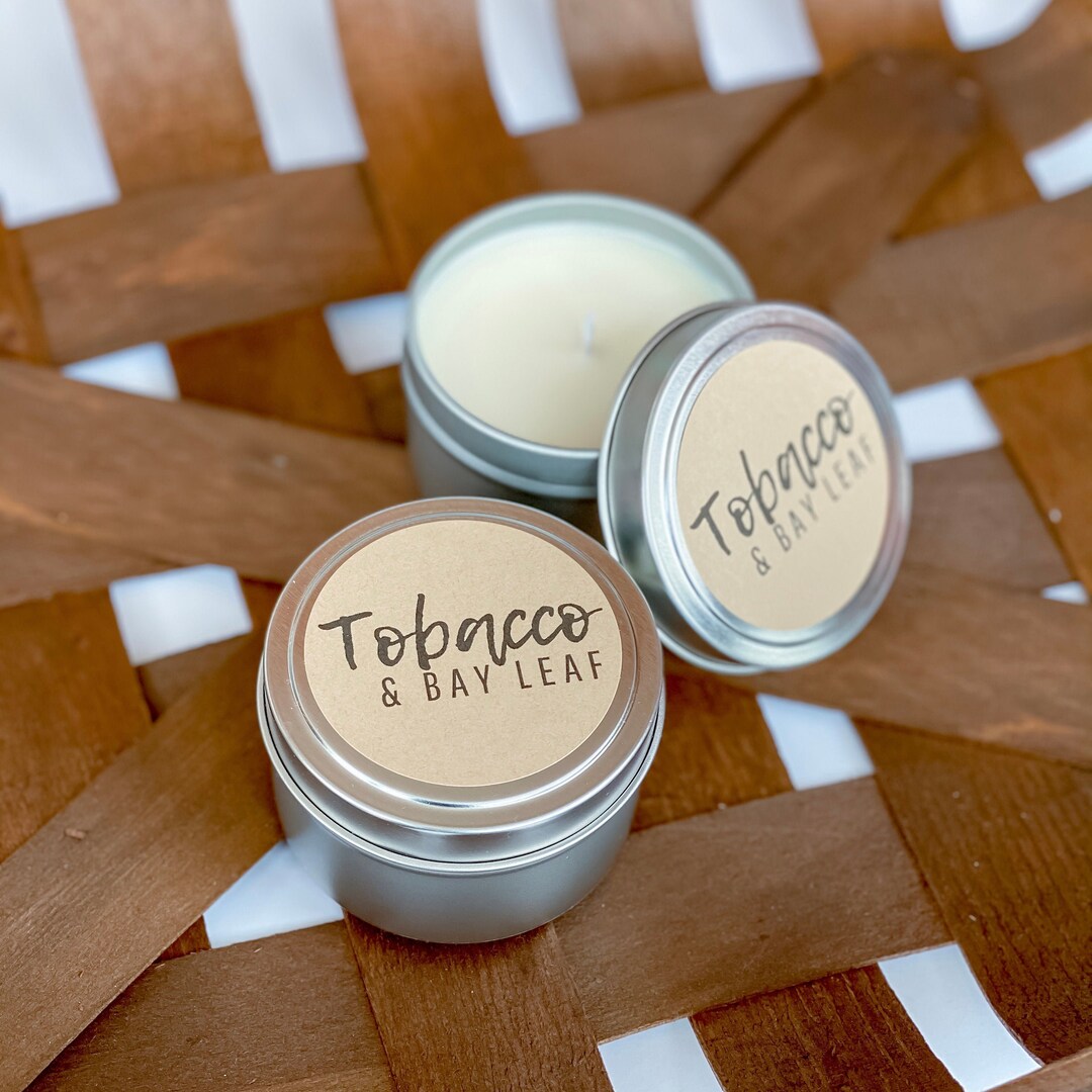 Tobacco and Bay Leaf . 4.5 Oz Travel Candle . Handpoured Soy Etsy