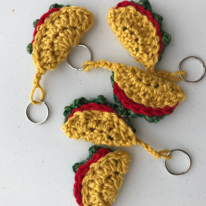Taco Key Chain Crochet Taco Crocheted Keychain Keys Mini Etsy