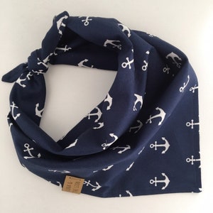 Personalised Dog Bandana with Custom Name - Navy Blue Anchors