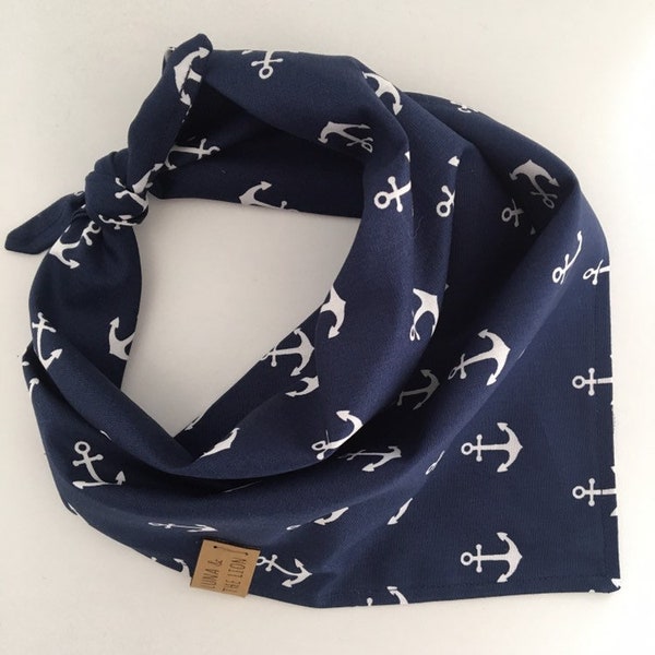 Bandana personnalisé pour chien avec nom personnalisé - Ancres bleu marine