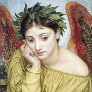 Edward John Poynter: Erato, musa della poesia (1870) Stampa artistica da parete Giclée su tela, rimasterizzata digitalmente (D6040)