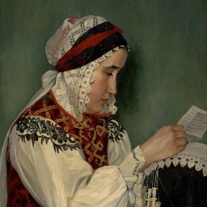 Jozef Hanula: Carta da América (1905-10) Canvas Gallery Wrapped Giclee Wall Art Print Digitalmente Remasterizado (D6040)