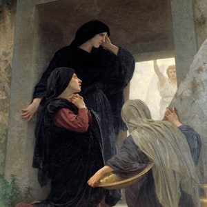 William-Adolphe Bouguereau - As Três Marias no Túmulo (1876) Tela emoldurada em tela Giclée, impressão de parede digitalmente remasterizada (D6040)