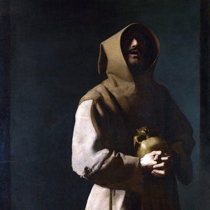 Francisco de Zurbarán : Saint Francis in Meditation (1635-39) Canvas Gallery Wrapped Giclee Wall Art Print Digitally Remastered (D6040)