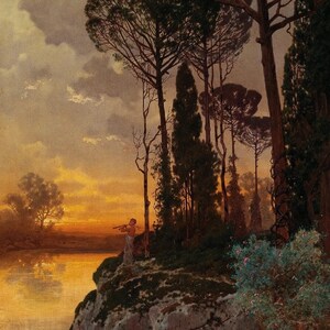 Ferdinand Knab : Sunset (1898) Canvas Gallery Wrapped Giclee Wall Art Print Digitally Remastered (D6040)