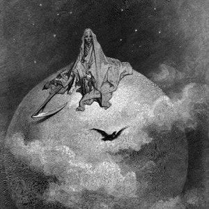 Gustave Doré : Death and the Moon (1882) Canvas Gallery Wrapped Giclee Wall Art Print Digitally Remastered (D6040)