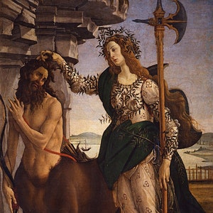 Sandro Botticelli : Pallas and the Centaur (1482) Canvas Gallery Wrapped Giclee Wall Art Print Digitally Remastered (D6040)