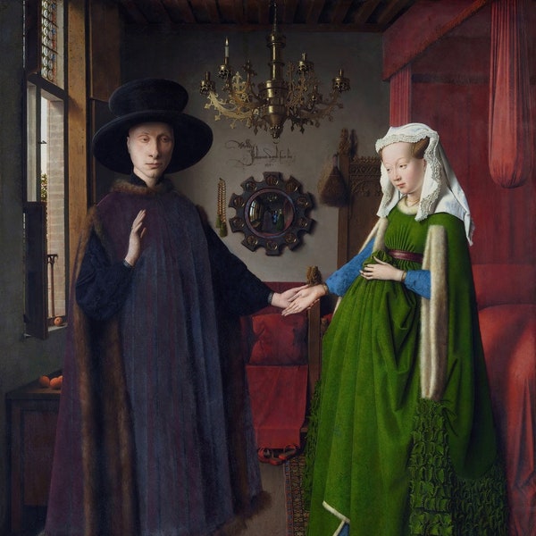 Jan van Eyck : The Arnolfini Portrait (1434) Canvas Gallery Wrapped or Framed Giclee Wall Art Print (D6045)