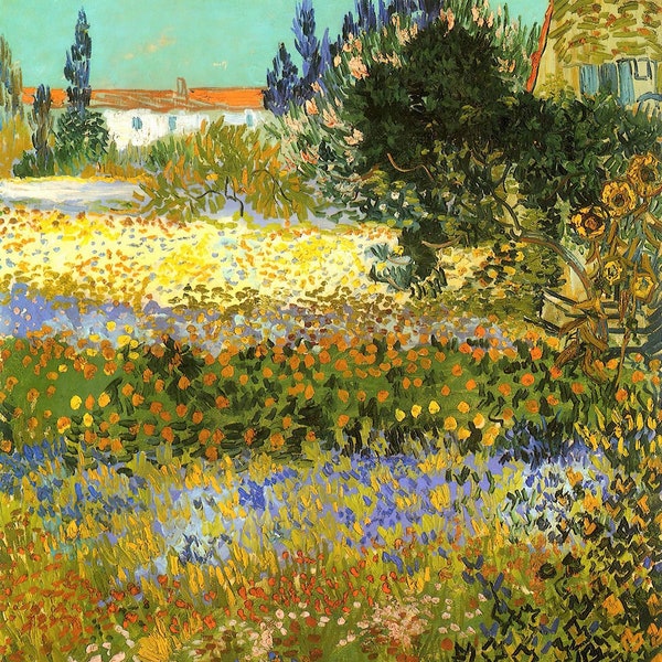 Vincent van Gogh: Jardín floreciente (1888) Galería de lienzos envuelto o enmarcado Giclee Wall Art Print (D6045)