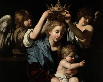 Bartolomeo Cavarozzi : Virgin and Child with Angels (1620) Canvas Gallery Wrapped or Framed Giclee Wall Art Print (D6050