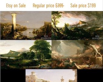Thomas Cole: The Course of the Empire (1836) - COMPLETE SET VAN 5 Canvas Gallery verpakt of ingelijste Giclee Wall Art Print