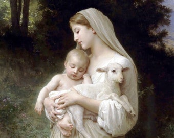 William-Adolphe Bouguereau : Unschuld (1893) Leinwand Gallerie gerahmt Giclee Print (D6030)