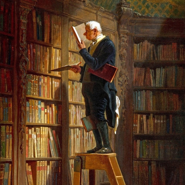 Carl Spitzweg : The Bookworm (1850) Canvas Gallery Wrapped or Framed Giclee Wall Art Print (D6035)