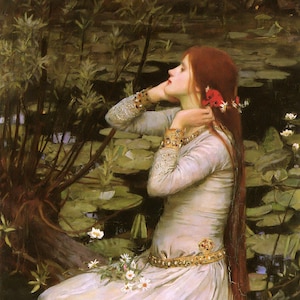 John William Waterhouse : Ophelia (1894) Canvas Gallery Wrapped or Framed Giclee Wall Art Print (D6035)