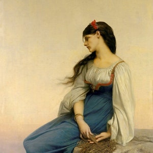 Jules-Joseph Lefebvre : Graziella (1878) Canvas Gallery Wrapped or Framed Giclee Wall Art Print (D6035)