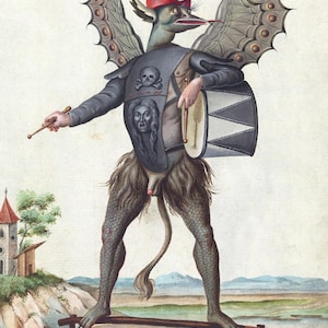 Ockult konst: Asmodeus (Compendium Rarissimum (1937) Canvas Galleriinramad giclée-väggkonsttryck Digitalt remastrad (D6045)