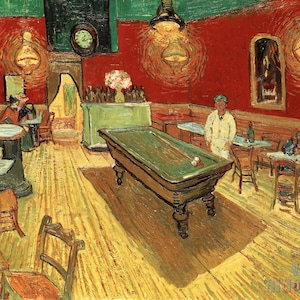 Vincent van Gogh: Le Café de Nuit (Il caffè di notte 1888) Stampa artistica da parete su tela con cornice o avvolto in una galleria (D4560)