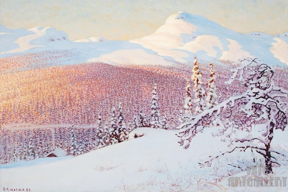 Gustaf Fjæstad : Winter Landscape (1923) Canvas Gallery