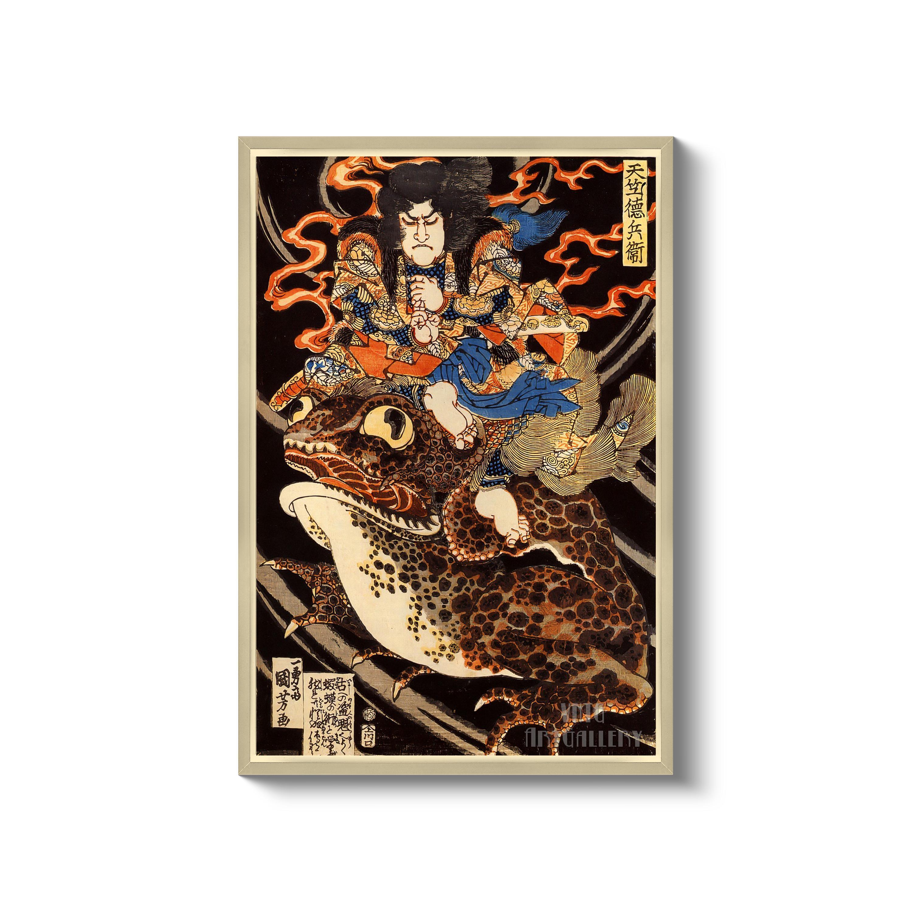 歌川国芳：巨大なヒキガエルに乗った天竺徳兵衛（1830年） キャンバス