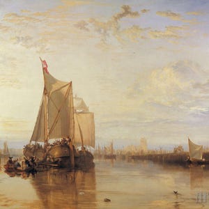 Joseph Mallord William Turner : The Dort Packet-Boat from Rotterdam Becalmed (1818) Canvas Gallery Wrapped Giclee Wall Art Print (D4060)