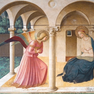 Fra Angelico (c.1395-1445) - The Annunciation  Canvas Gallery Wrapped or Framed Giclee Wall Art Print Digitally Remastered (D4060)
