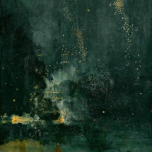James McNeill Whistler : Nocturne in Black and Gold – The Falling Rocket (1875) Canvas Gallery Wrapped Giclee Wall Art Print (D6045)