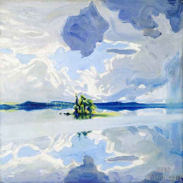 Akseli Gallen-Kallela : Clouds above a Lake (1904-06) Canvas Gallery Wrapped or Framed Giclee Wall Art Print (D50)