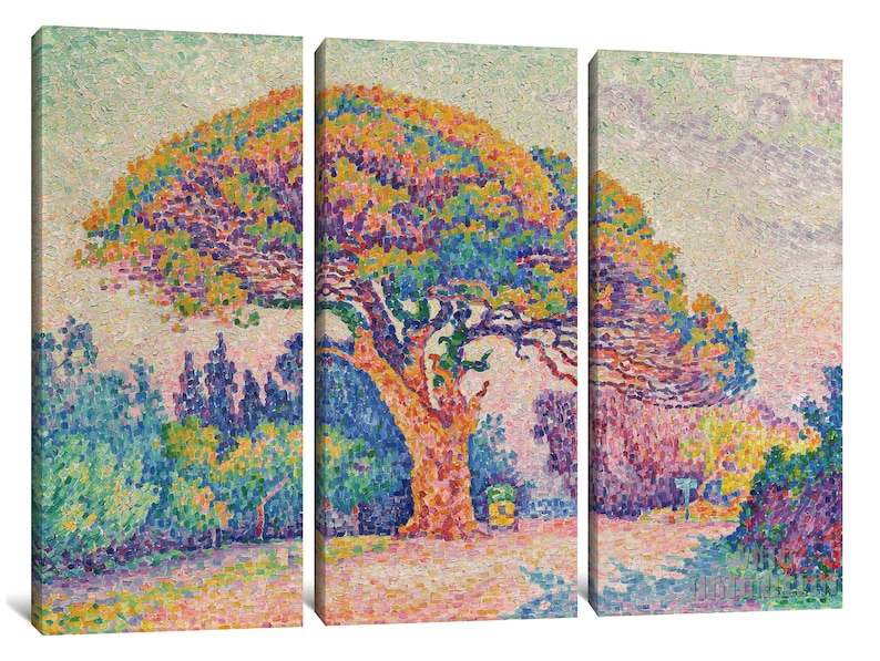 Paul Signac The Pine Tree at Saint-Tropez 1909 Canvas Gallery Wrapped or Framed Giclee Wall Art Print D5060 3 Panel Stretched Canvas