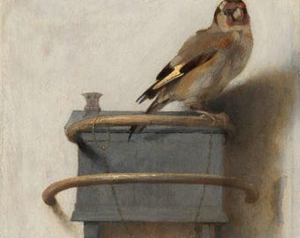 Carel Fabritius : The Goldfinch (1654) Canvas Gallery Wrapped or Framed Giclee Wall Art Print Digitally Remastered (D6040)