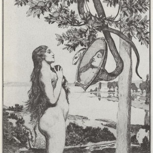 Max Klinger : The Serpent (1880) Canvas Gallery Wrapped or Framed Giclee Wall Art Print Digitally Remastered (D6030)