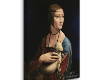 レオナルド・ダ・ヴィンチ：白貂を抱く貴婦人（1489年）キャンバス