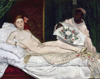 Edouard Manet : Olympia (1863) Canvas Gallery Wrapped or Framed Giclee Wall Art Print Digitally Remastered (D4060)