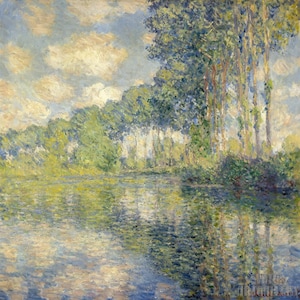 Claude Monet: Pioppi sull'Epte (1900) Stampa artistica su tela incorniciata o avvolta in una galleria, rimasterizzata digitalmente (D50)