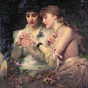 James Sant: Una espina en medio de las rosas (1887) Galería de lienzos envuelto o enmarcado Giclee Wall Art Print Digitalmente remasterizado (D6045)