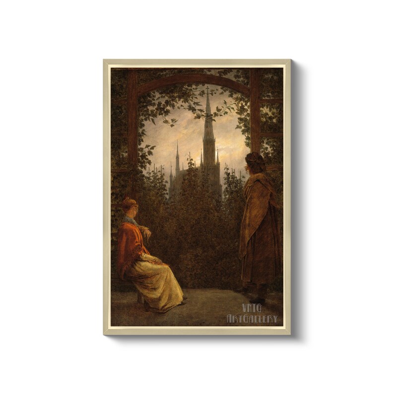 a painting of a woman sitting next to a man
