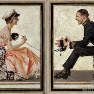 JC Leyendecker : Love Birds (1918), impression d'art mural sur toile tendue ou encadrée remasterisée numériquement (D4060)