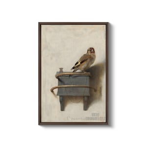 Carel Fabritius : The Goldfinch 1654 Canvas Gallery Wrapped or Framed Giclee Wall Art Print D6040 Brown Floating Frame Canvas