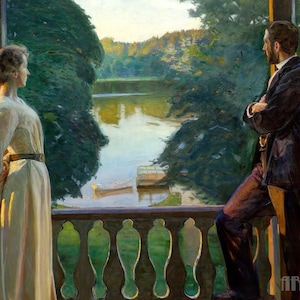 Richard Bergh : Nordischer Sommerabend (1900) Leinwand Galerie Gerahmt Giclee Wand Kunst Druck Digital Remastered (D4060)