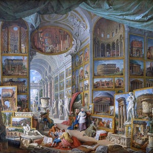 Giovanni Paolo Panini : Gallery of Views of Ancient Rome (1759) Canvas Gallery Wrapped Framed Giclee Art Print Digitally Remastered (D4560)