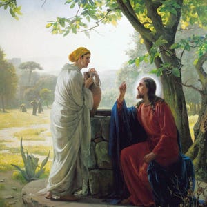 Carl Bloch : Woman at the Well (19th century) Canvas Gallery Wrapped or Framed Giclee Wall Art Print Digitally Remastered (D6050)